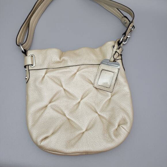Aimee Kestenberg Quilted Leather Shoulder Bag Satin Gold Mettalic Purse - Picture 1 of 16
